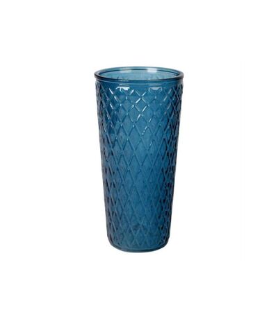 Paris Prix - Vase Déco En Verre relief Losange 30cm Bleu Indigo