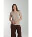 Tee shirt col v manches courtes femme Maddy Taupe Clair | Gerard Pasquier-1