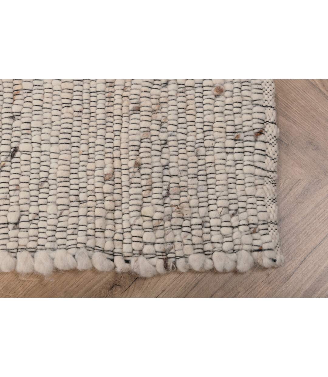 Tapis Déco en Laine Loump 200x300cm Blanc & Beige-3