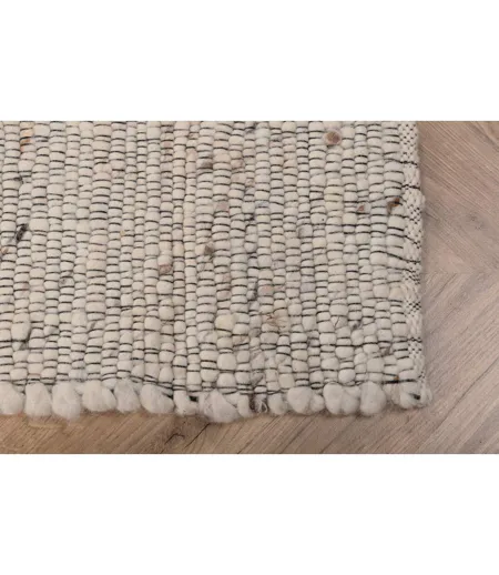 Tapis Déco en Laine Loump 200x300cm Blanc & Beige