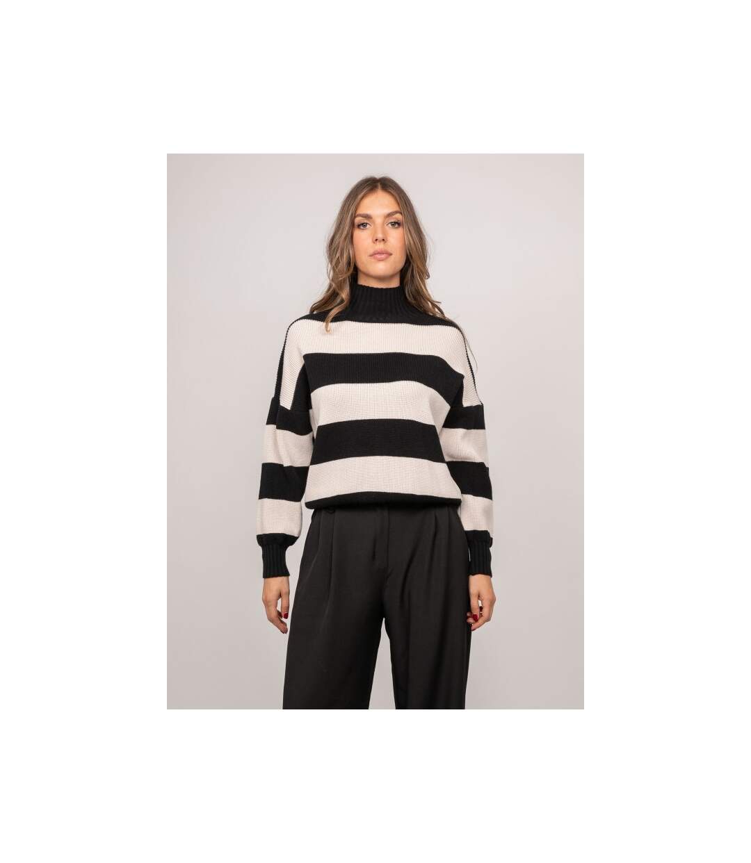Pull rayé col montant KANELLE - Dona X Lisa-1