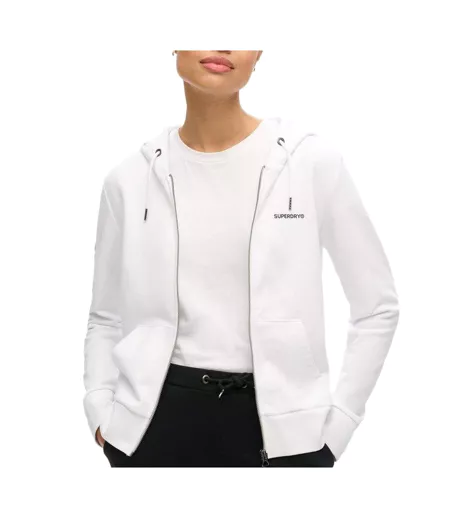 Sweat blanc femme superdry plain zip hood - l
