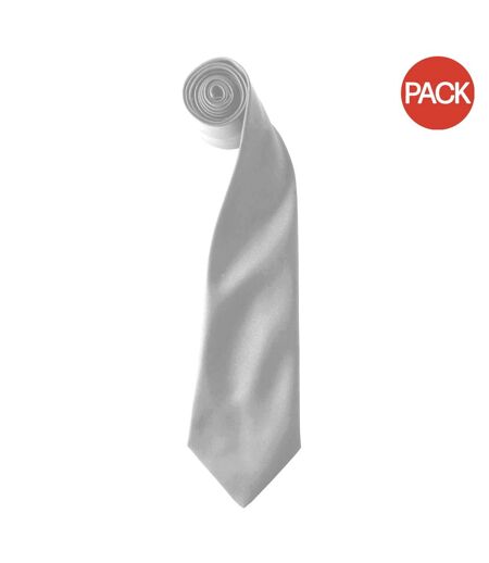 Lot de 2  Cravate à clipser taille unique gris argent Premier