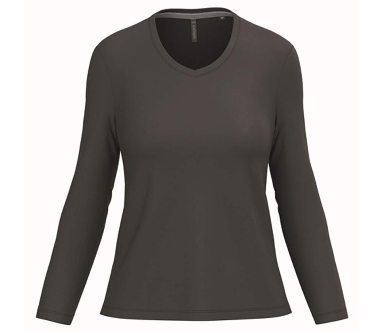 T-shirt manches longues col V - Femme - K382 - gris foncé-2