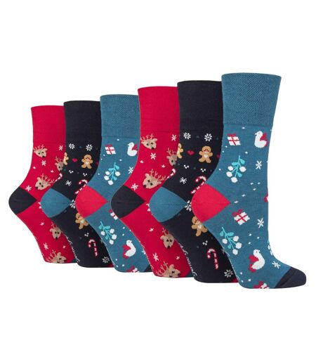 Gentle Grip - 6 Pairs Ladies Christmas Socks