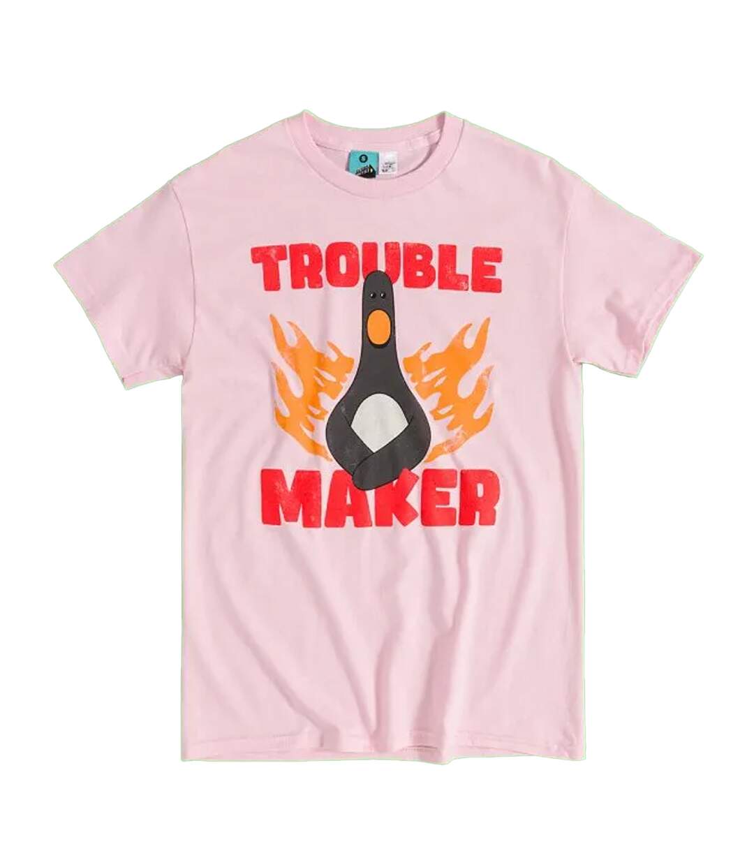 T-shirt Motif Feathers Mcgraw Trouble Maker Adulte Rose Clair Wallace And Gromit-2