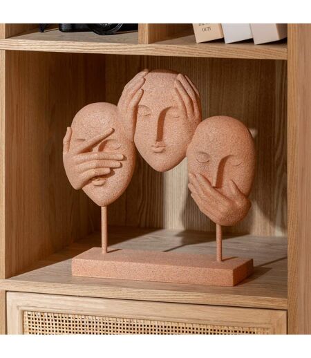 Statuette 3 Visages sur Socle Morris 30cm Terracotta