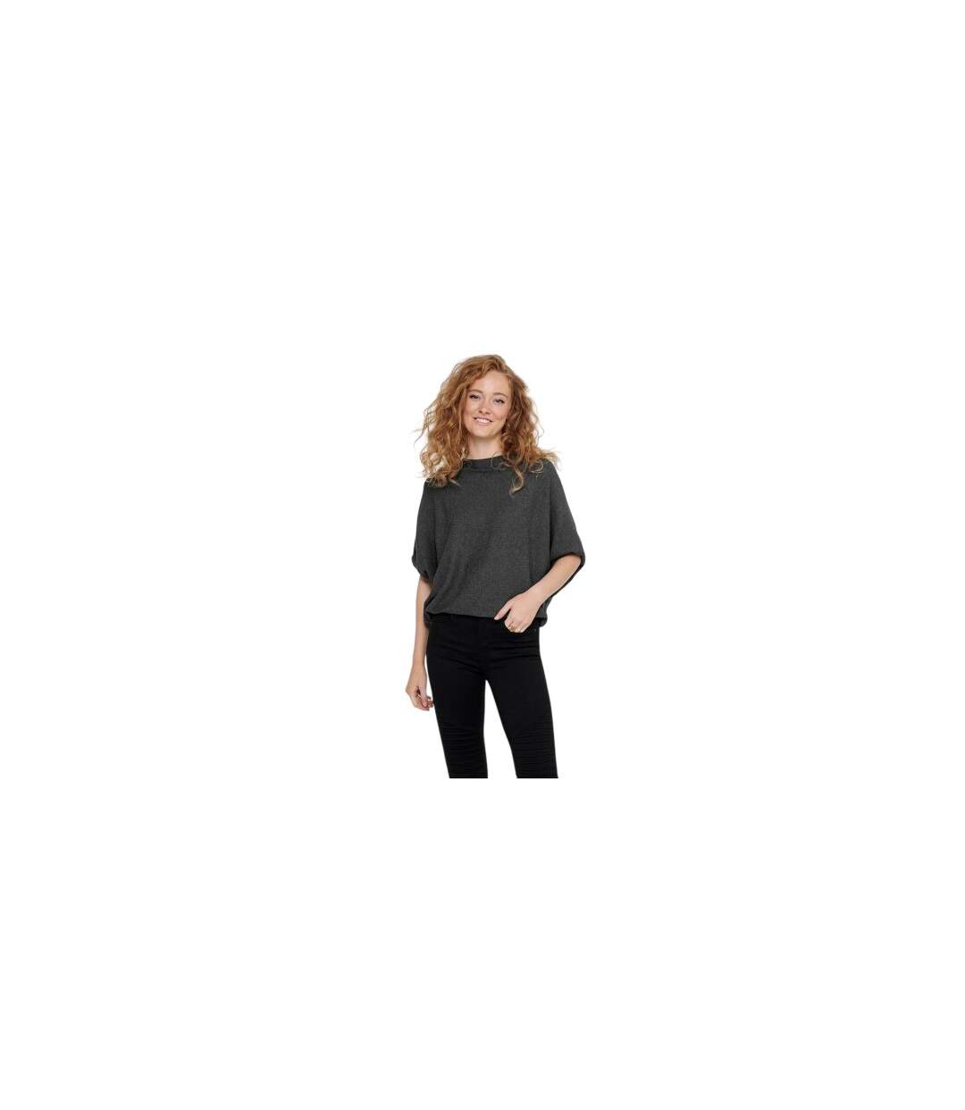 Sweat Manches Dolman Femme Gris Foncé Chiné Only-1