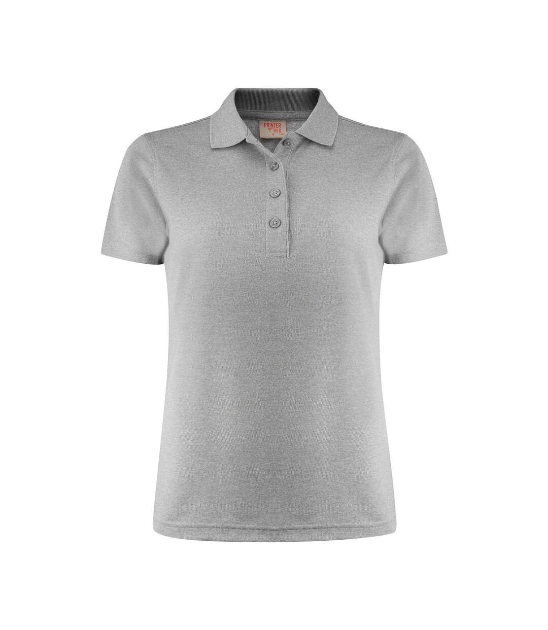 Womens/ladies Smash Polo Shirt Grey Melange Printer RED-1