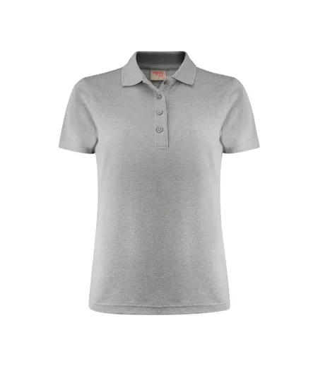 Womens/ladies Smash Polo Shirt Grey Melange Printer RED