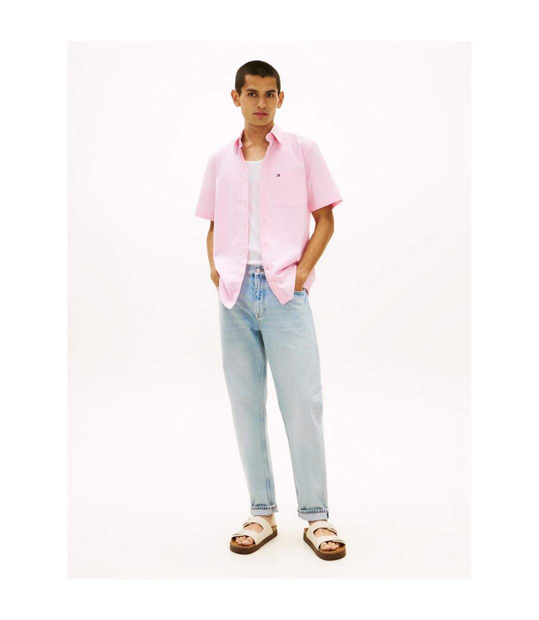 Chemise Manches Courtes Homme Rose Clair Tommy Hilfiger-4