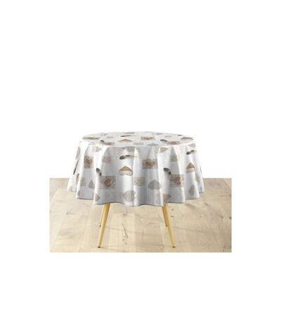 Nappe Ronde Imprimé Delicia 160cm Taupe