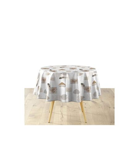 Nappe Ronde Imprimé Delicia 160cm Taupe
