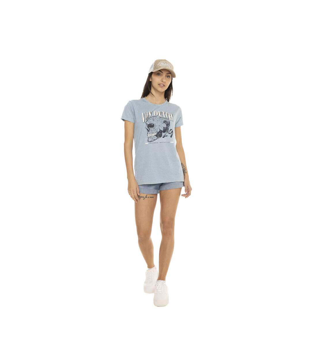 T-shirt à col rond manches courtes femme Spring Skull Vondutch-5