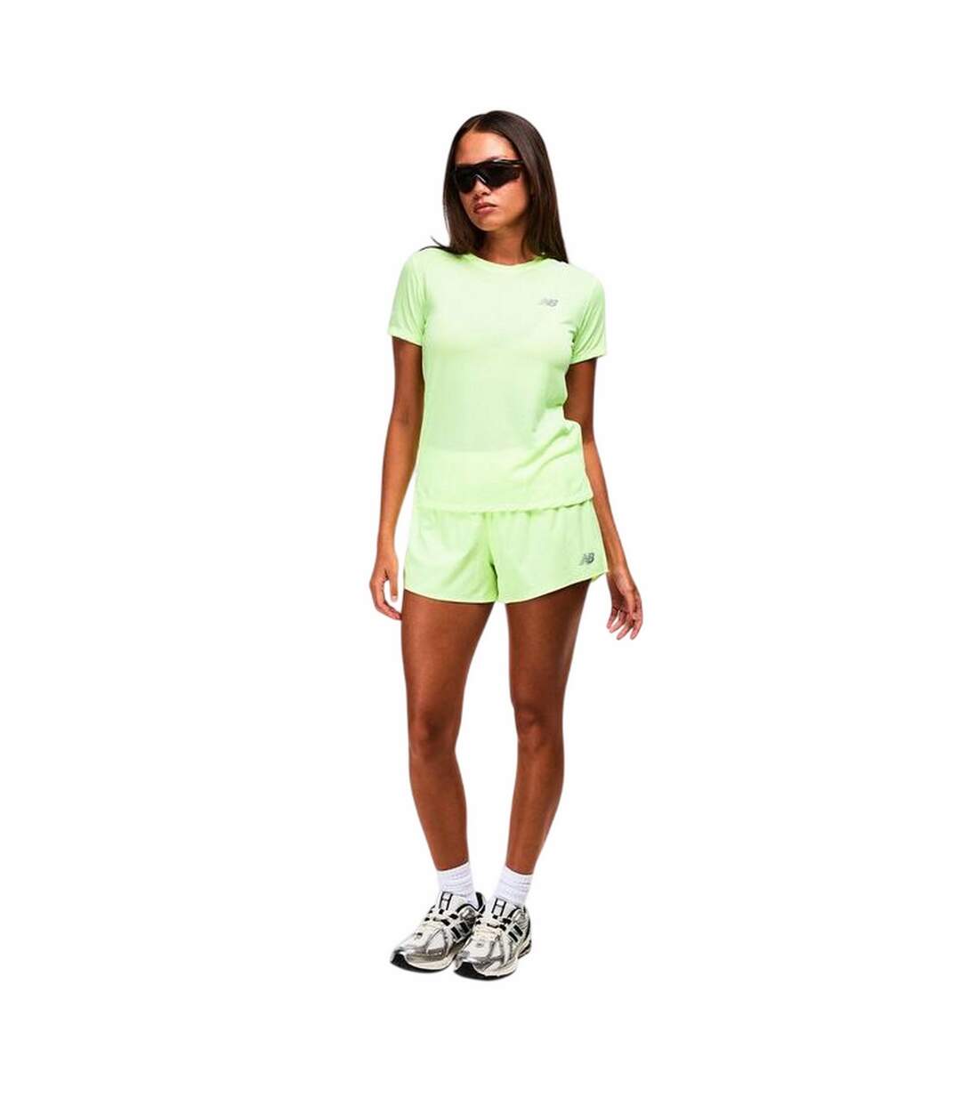Womens/ladies Logo Short-sleeved Athletic T-shirt Green New Balance-1