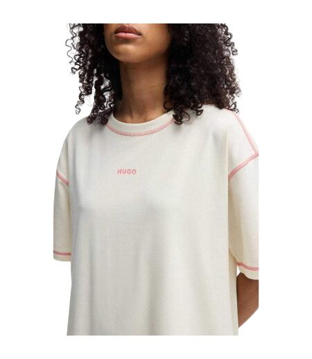 Robe T-shirt Motif/style Logo Contrasté Femme Blanc Cassé Hugo