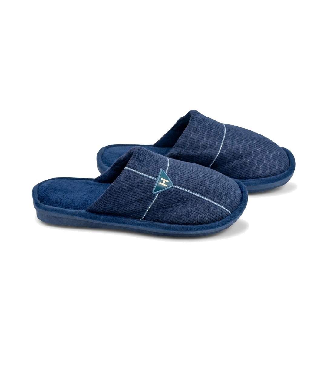 OZABI Pantoufles Ouvertes Homme Antidérapantes Côtelé Velours Broderie-3
