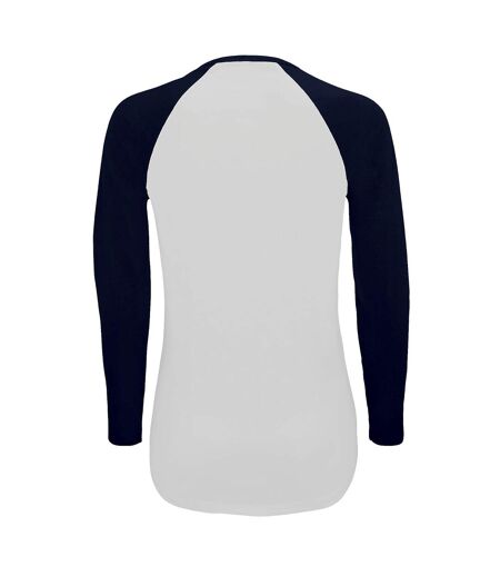 SOLS Womens/Ladies Milky Contrast Long Sleeve T-Shirt (White/French Navy)
