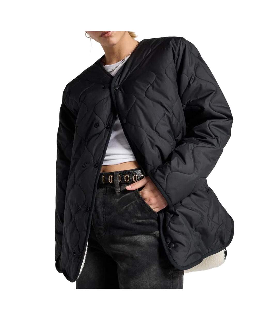 Blouson noir femme converse malden liner-1