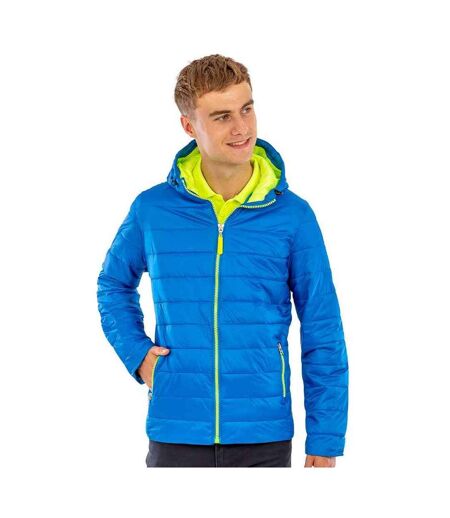 Mens snow bird hooded jacket ocean blue/lime Result Urban