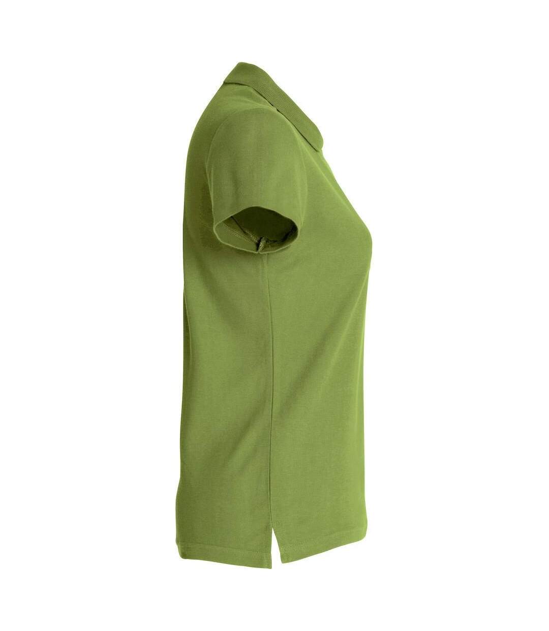 Womens/ladies Plain Polo Shirt Army Green Clique-4