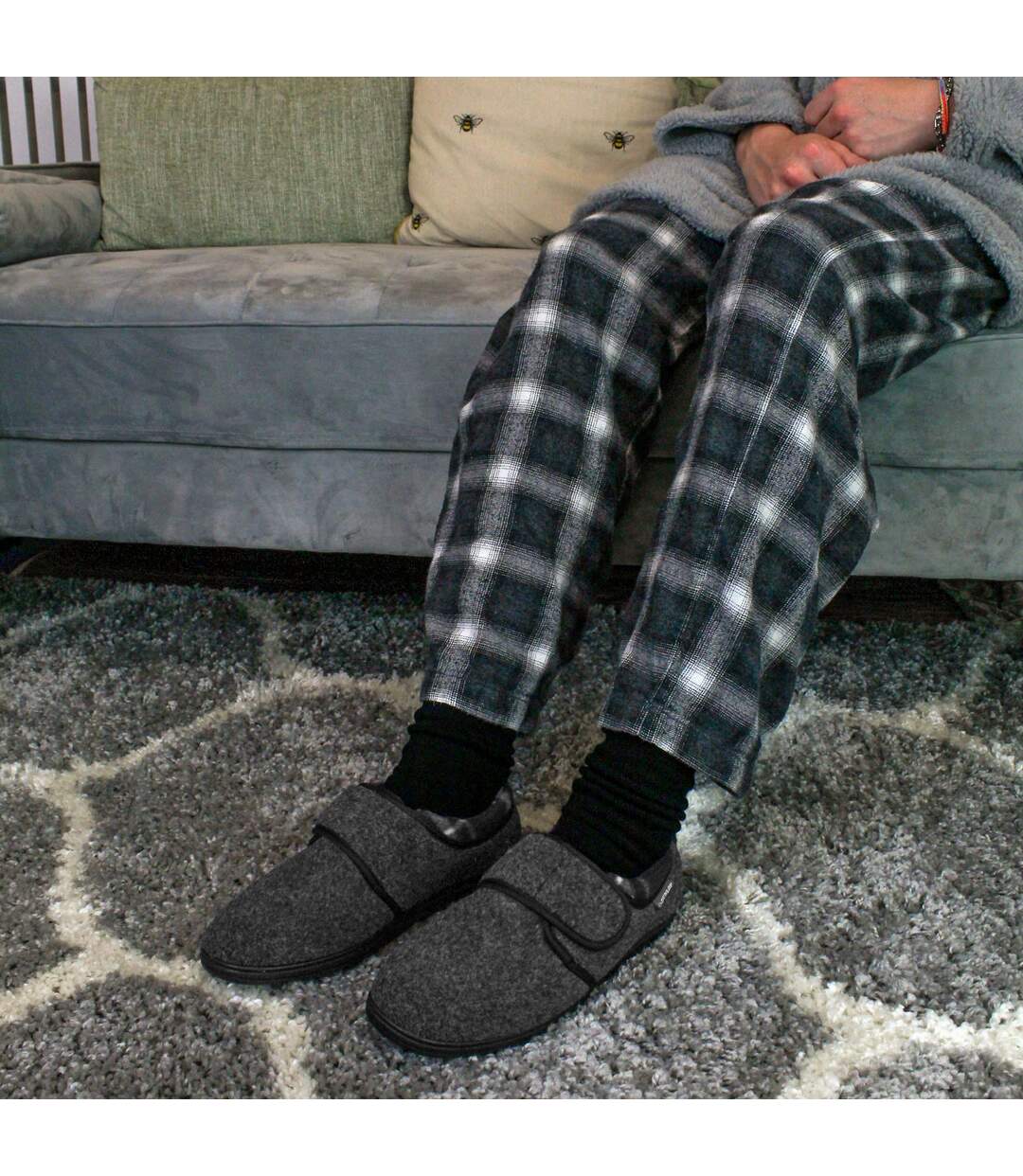 DUNLOP - Pantoufles Homme Orthopédiques Velcro | Chaussons Ajustable-3