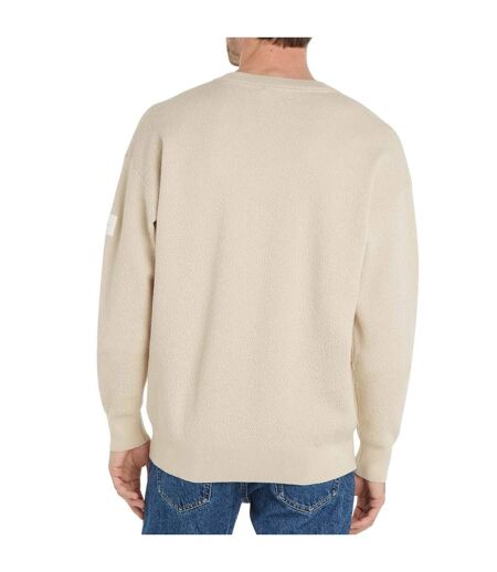 Mens Natural Structure Crew Neck Sweatshirt Beige Calvin Klein
