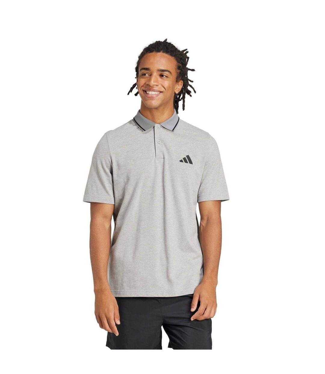 Polo Motif/style 3 Rayures Homme Gris Adidas-1