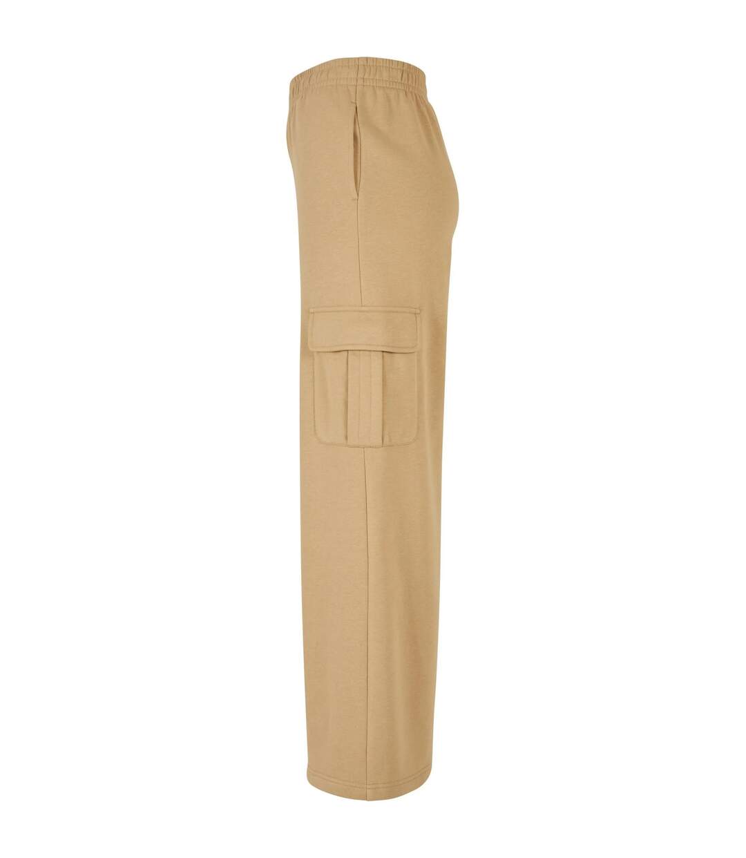 Womens/ladies Terrycloth High Waist Wide Leg Cargo Trousers Union Beige Urban Classics-3