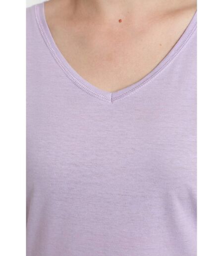 Tee Shirt Col V Manches Courtes Femme Maddy Orchid Bloom(violet) | Gerard Pasquier Gera