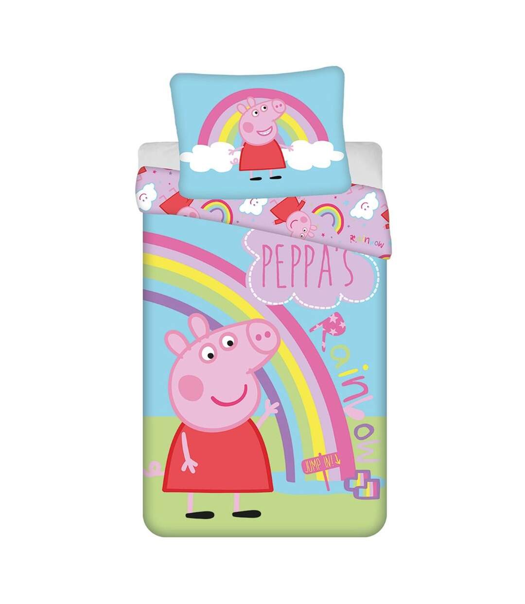 Cotton Rainbow Duvet Cover Set Multicoloured Peppa Pig-1