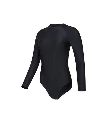 Womens/ladies Sydney Long-sleeved One Piece Swimsuit Black Mountain Warehouse