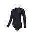 Womens/ladies Sydney Long-sleeved One Piece Swimsuit Black Mountain Warehouse-3