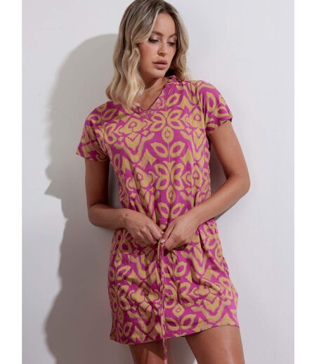 Robe estivale manches courtes Pink And Green Admas
