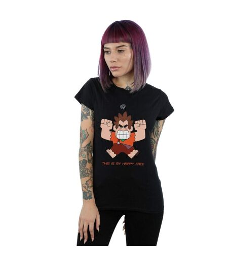 Disney T-shirt en coton Womens/Ladies Wreck It Ralph Happy Face (Noir) - UTBI44953