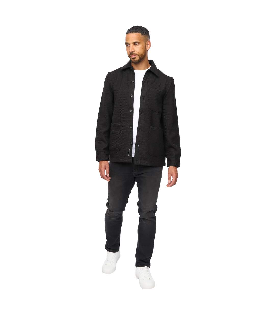 Mens Haynerson Textured Overshirt Black Bewley & Ritch-4