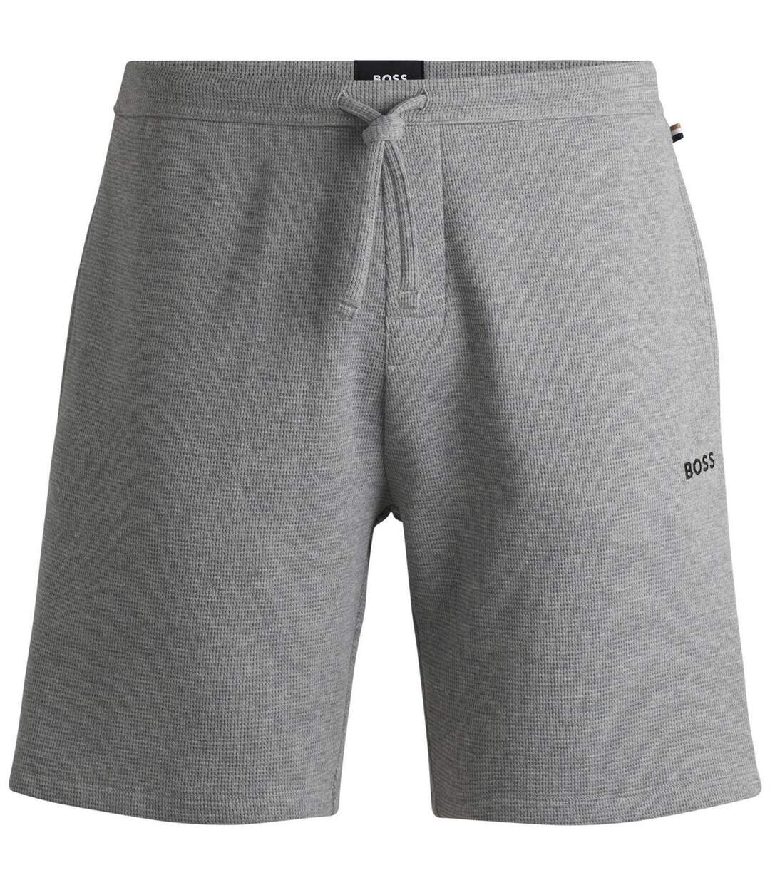 Mens Waffle Relaxed Fit Shorts Grey Boss-1