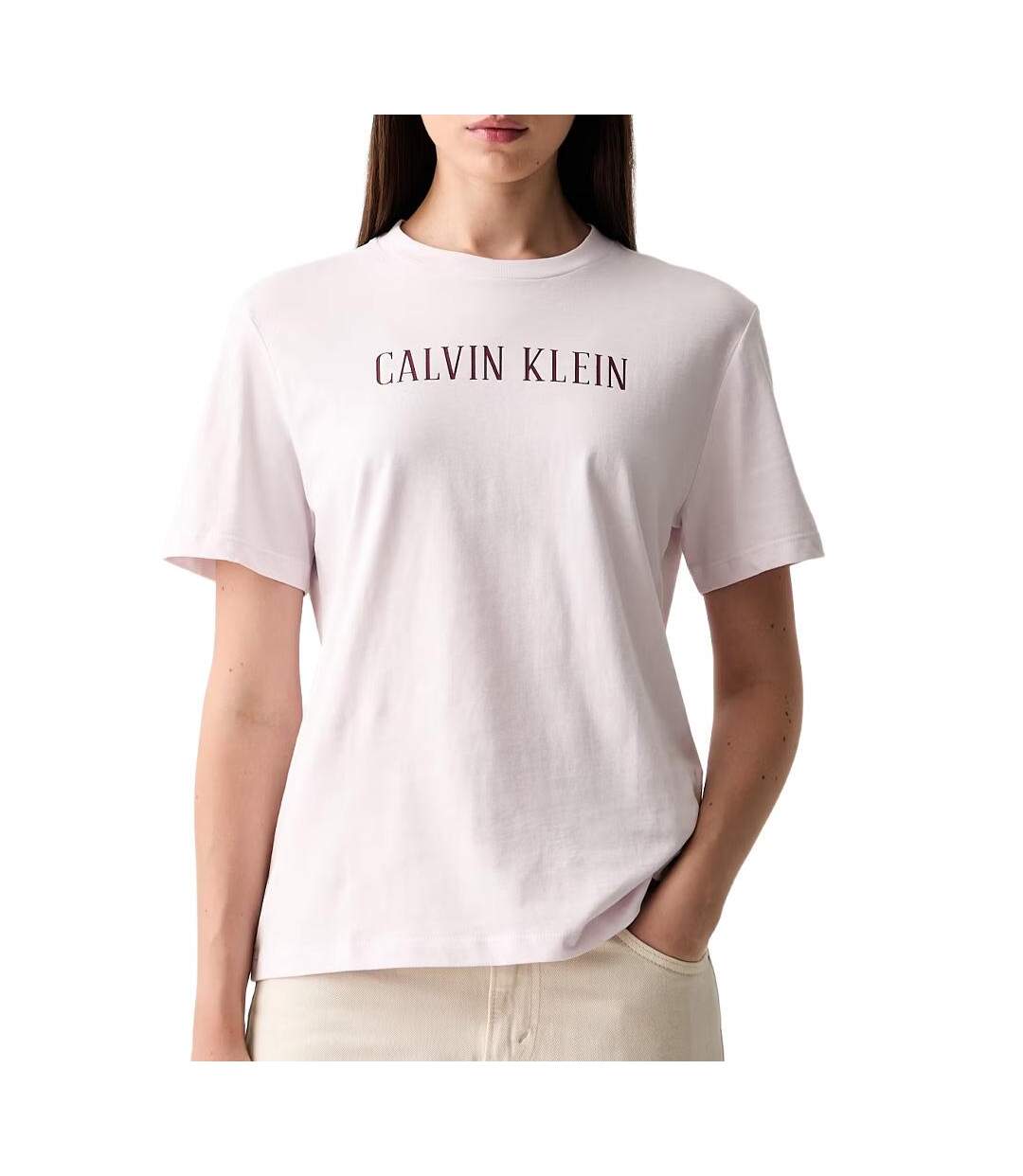 T-Shirt rose clair femme calvin klein jeans varsity-1