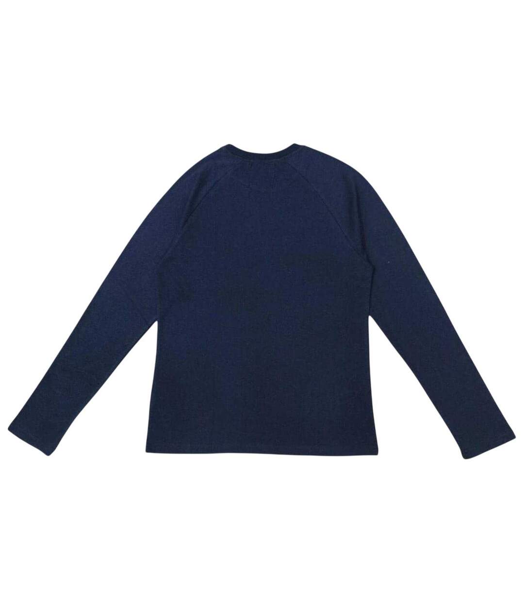 Mens Star Plain Crew Neck Long-sleeved Long Pyjama Set Navy Howick-3