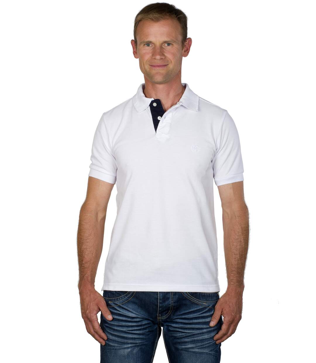 Polo Droit Coton Maille Piquée Uni Blanc