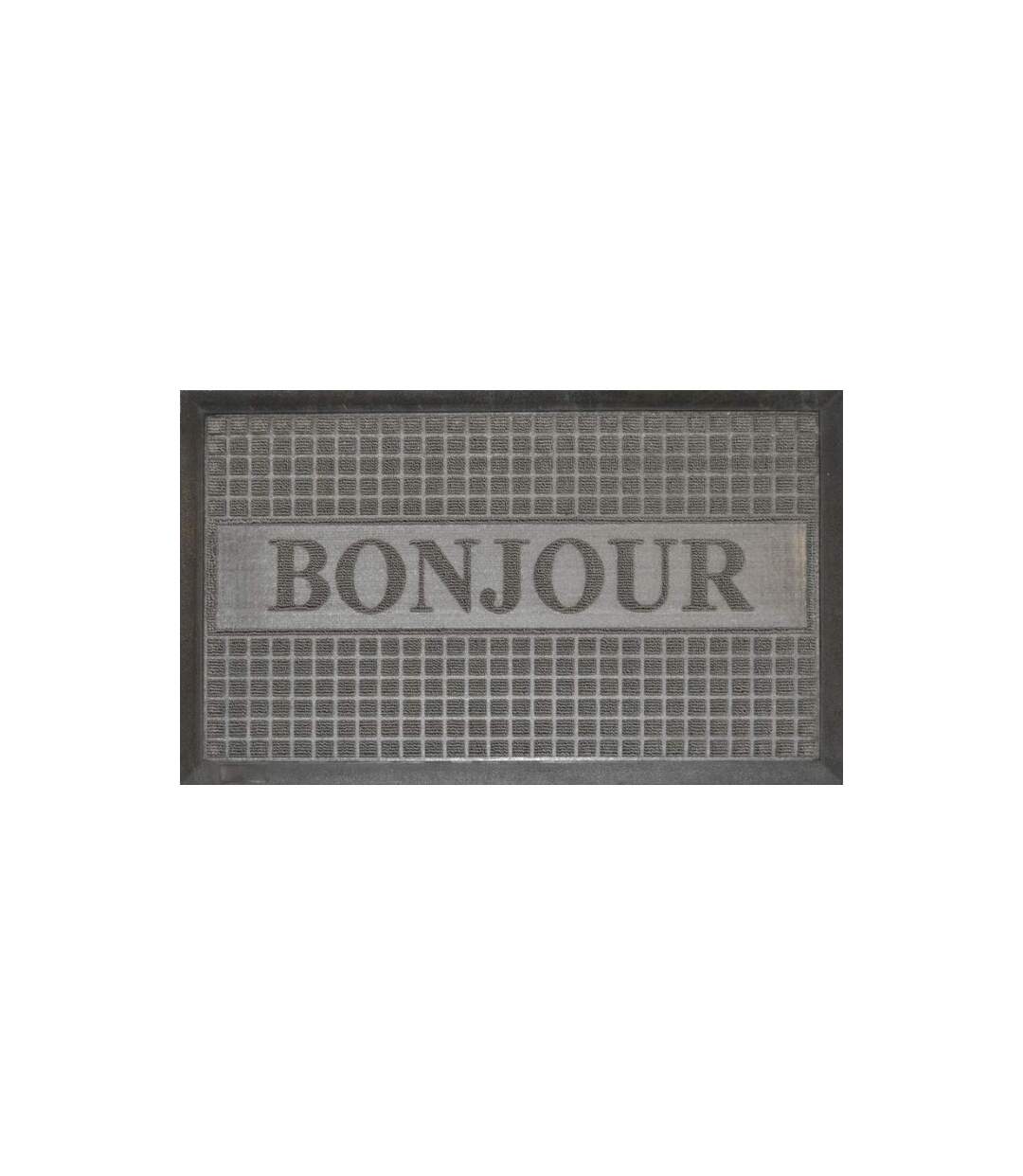 Tapis d'Entrée Bonjour 45x75cm Gris-1