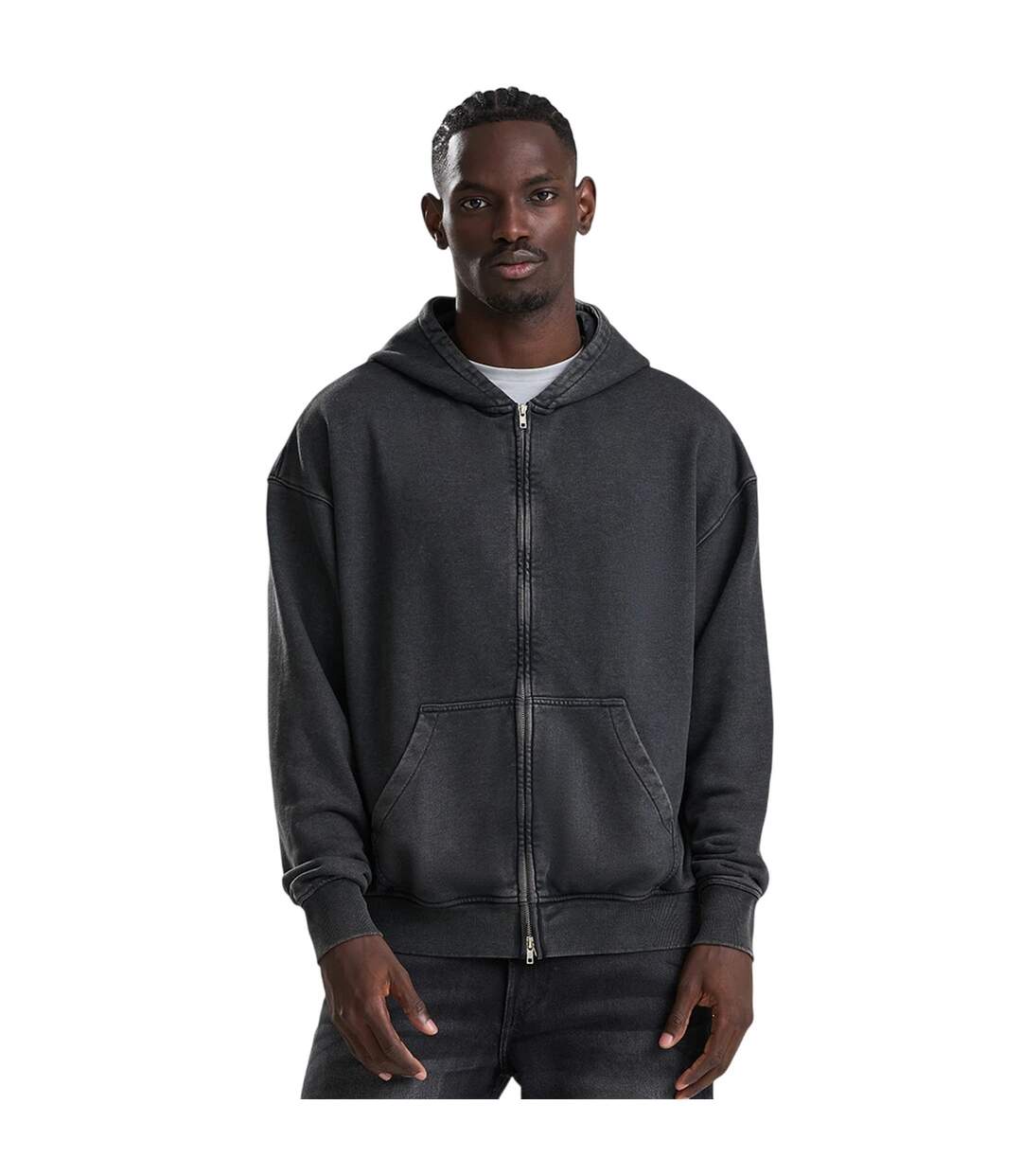 Veste À Capuche Motif/style Rétro Homme Noir Délavé Awdis-1