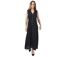Robe longue féminine col tailleur PAULINE unie noire Coton Du Monde-1