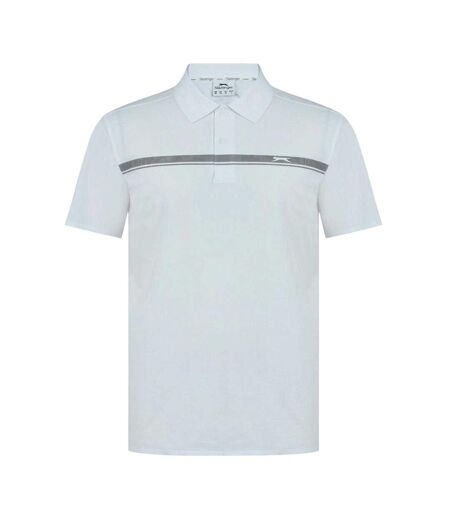 Polo Golf Motif/style Rayures Contrastées Homme Blanc Slazenger