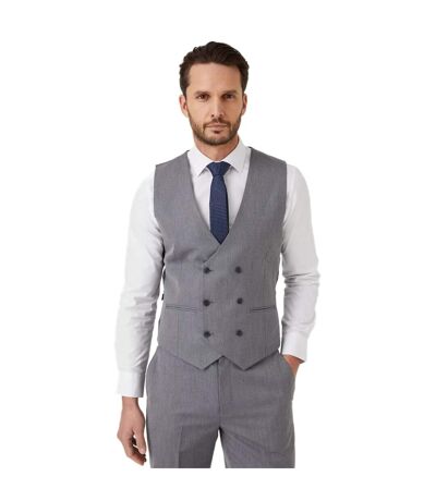 Mens herringbone double-breasted tailored vest gray Burton