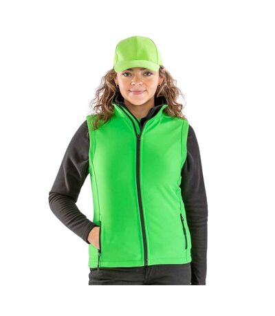 Womens/ladies Core Printable Soft Shell Bodywarmer Vivid Green Black Result