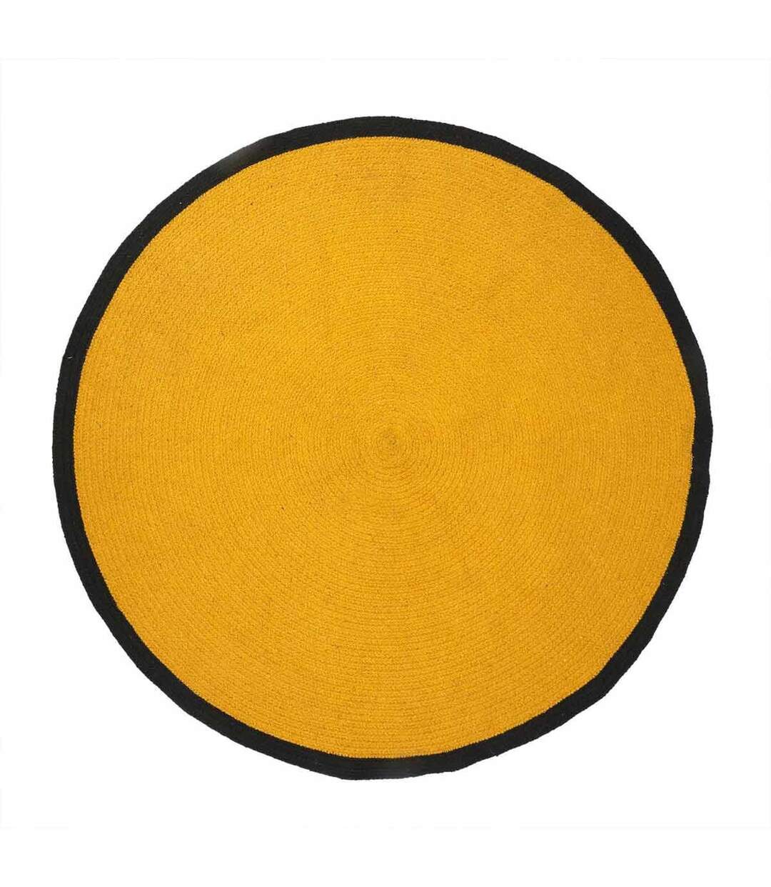Tapis Rond en Coton Bord 120cm Moutarde & Noir-1