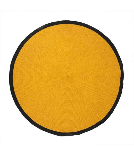 Tapis Rond en Coton Bord 120cm Moutarde & Noir
