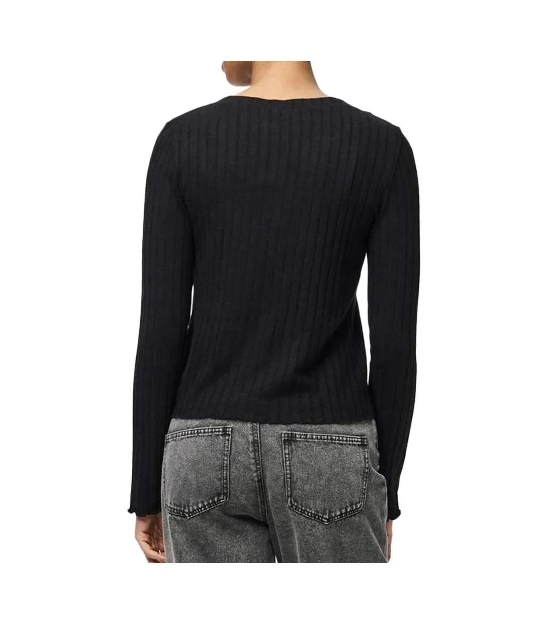T-Shirt manches longues noir femme pieces 17154805-2