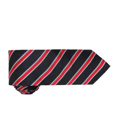 Premier Mens Waffle Stripe Formal Business Tie (Black/Red) (One Size) - UTRW5236